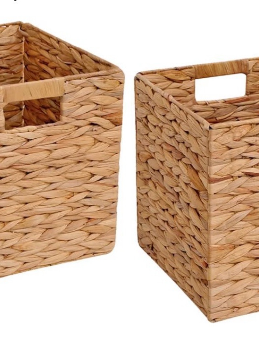 Foldable Wicker Storage Basket Set of 2 - 12x12x12 Inch for Organizing